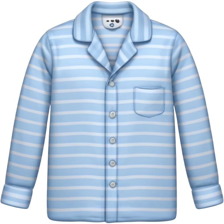 emoji of an isolated striped pajama top, light grey and pastel blue vertical stripes, button-down long sleeves, neatly folded flat-lay, no person, no body, no mannequin, cozy winter nightwear mood, soft shading, clean simple shape emoji
