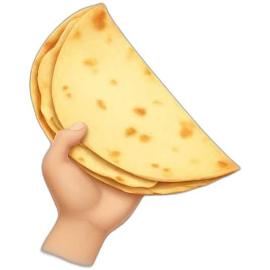 A hand holding a whole tortilla. emoji