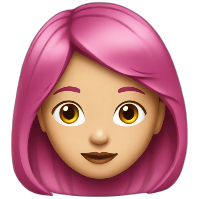 A young girl with dark pink medium length hair emoji