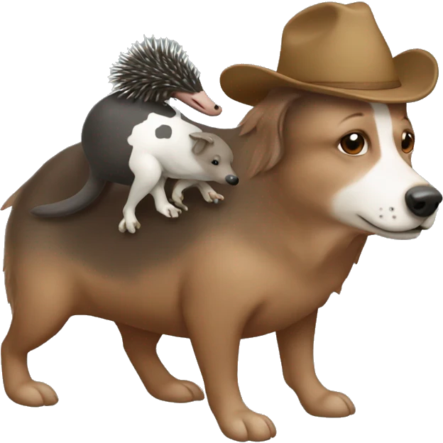 Echidna riding a cattle dog emoji