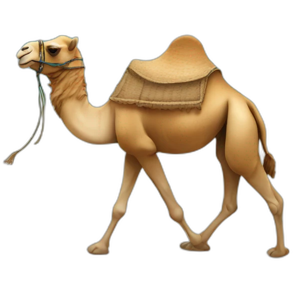 Camel on the beach getting fun emoji