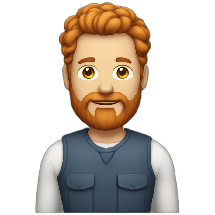 full body white 48 year old with trimmed red beard and chest hair emoji