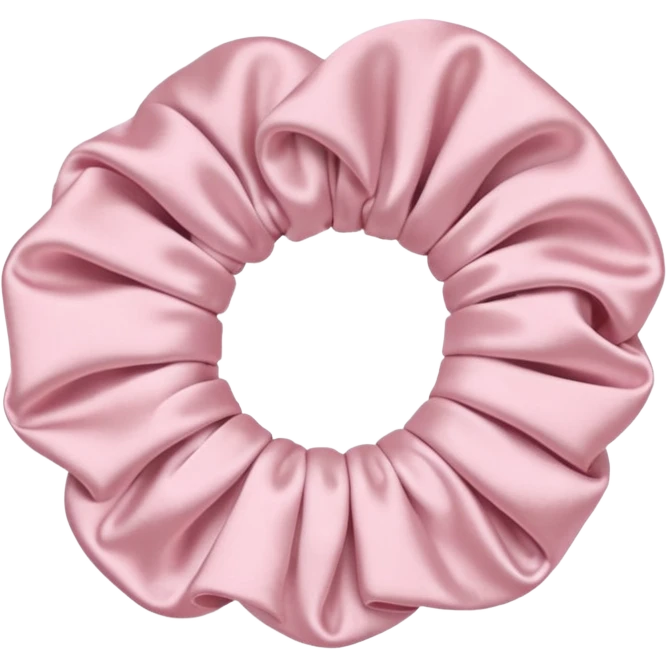 Soft pastel pink silk scrunchie, minimal composition emoji