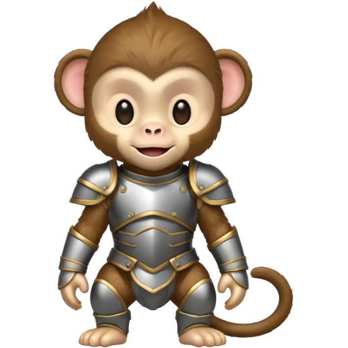 baby monkey in armor, full body, smile emoji