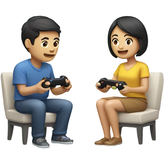 Asian Couple playing video games emoji