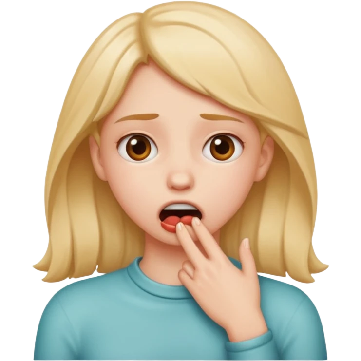 A girl chocking herself in a funny way emoji