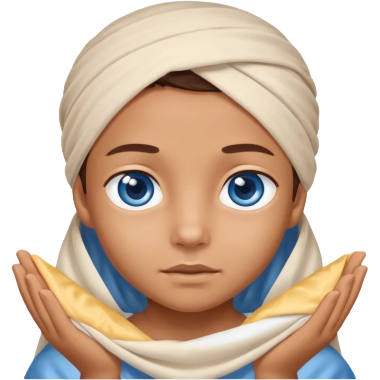 blue eyed desert child cowered with creme cloth emoji