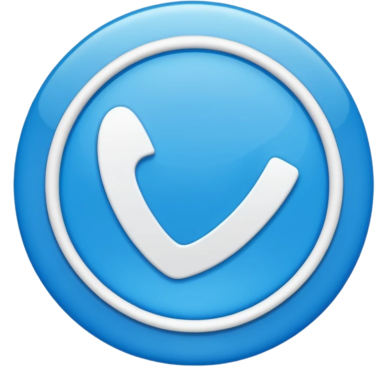 Un circulo celeste con una palomita blanca dentro un check  mas xeleate chillante emoji