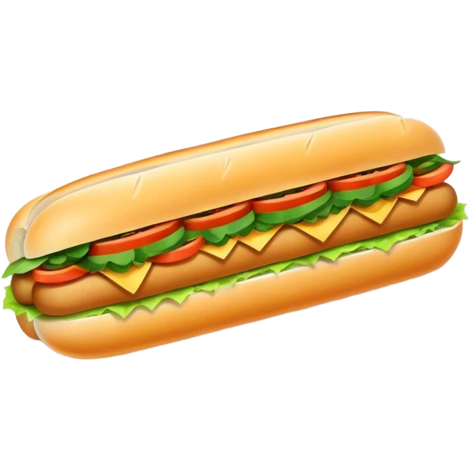 Banh Mi Cinematic Realistic Banh Mi Sandwich Dish Emoji, depicted as a simple, small baguette filled with fresh ingredients, rendered with crisp textures and vibrant, inviting lighting. emoji