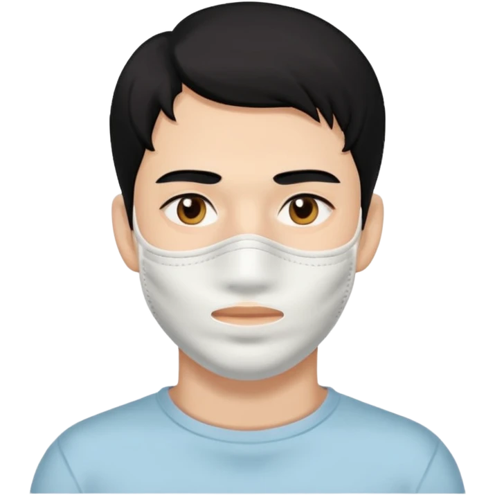 black hair man with white clay face mask on emoji