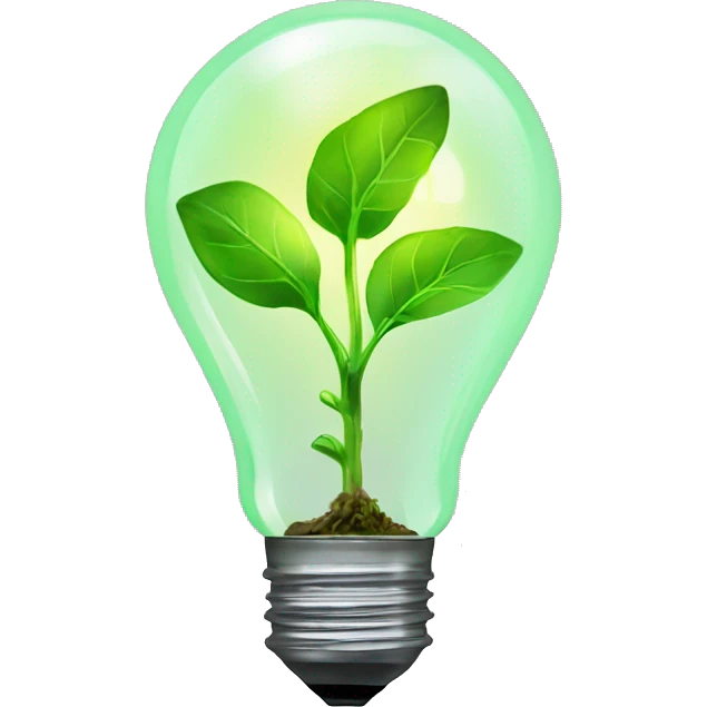 a plant sprout inside a glowing idea lightbulb emoji