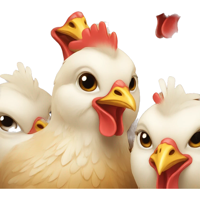 three chicken  emoji