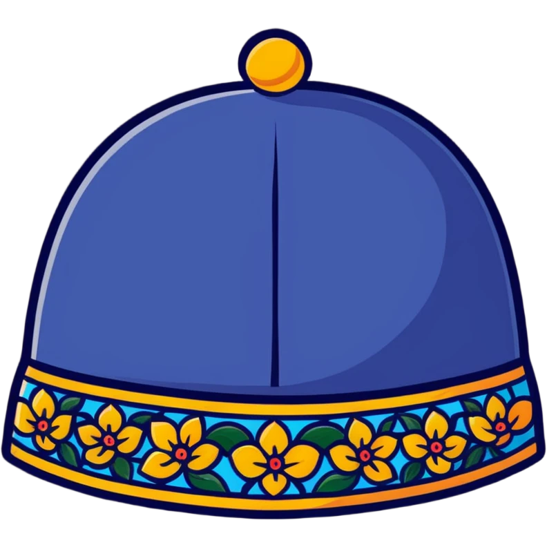 Colorful Uzbek doppa hat with floral patterns emoji