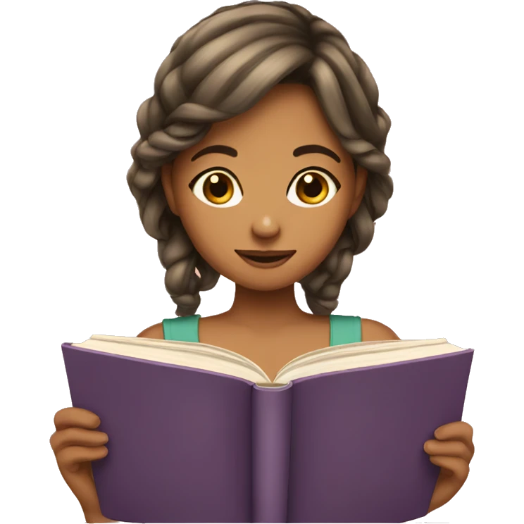 girl reading with hair bow emoji
