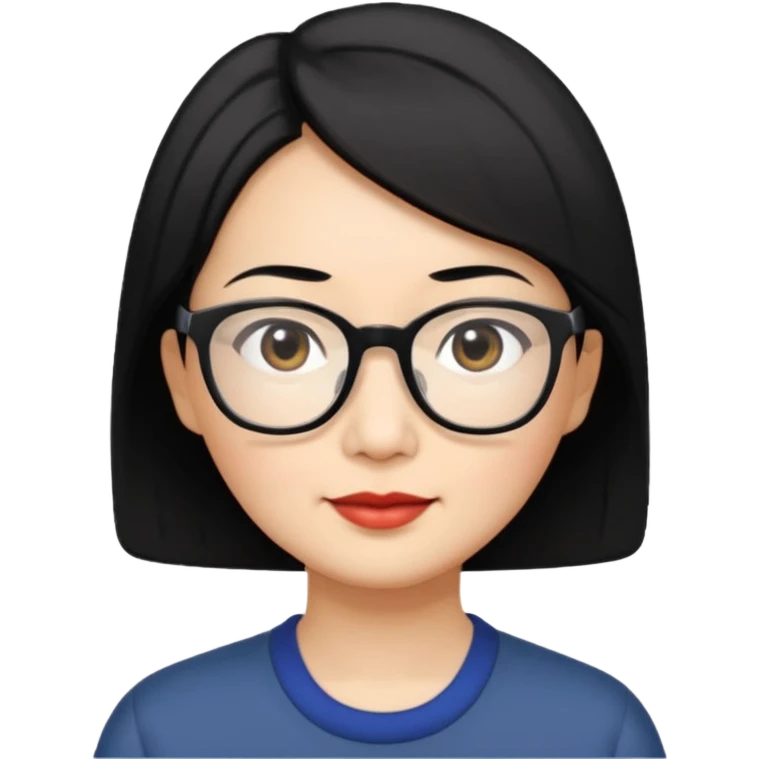 Asian middle-aged woman with short hair in glasses emoji
