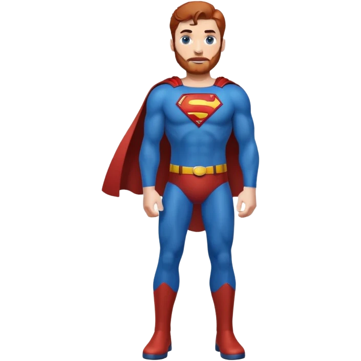 Full body superman with redish brownish hair - blue eyes, trimmed beard emoji