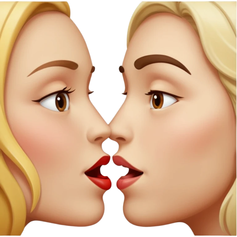 two faces sharing a passionate kiss, close-up, expressive emoji