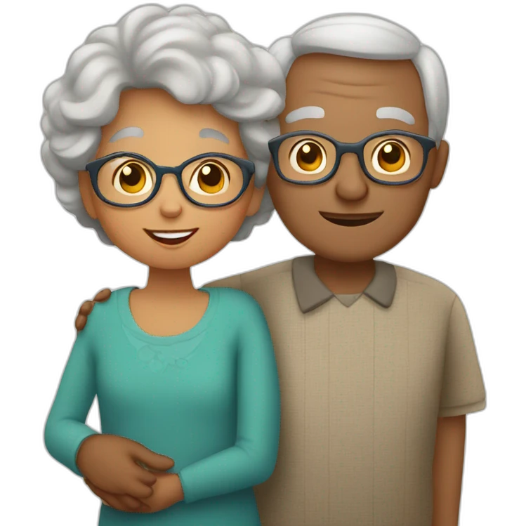 Grandma and grandpa with grandson emoji