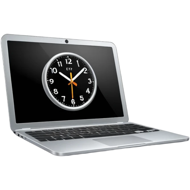 laptop with a clock above it emoji