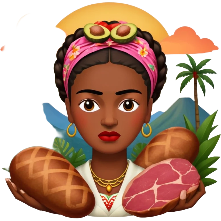 frida khalo style spam meat tropical art landscape  emoji