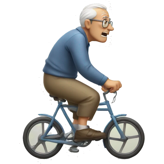 Old man biking and sweating  emoji