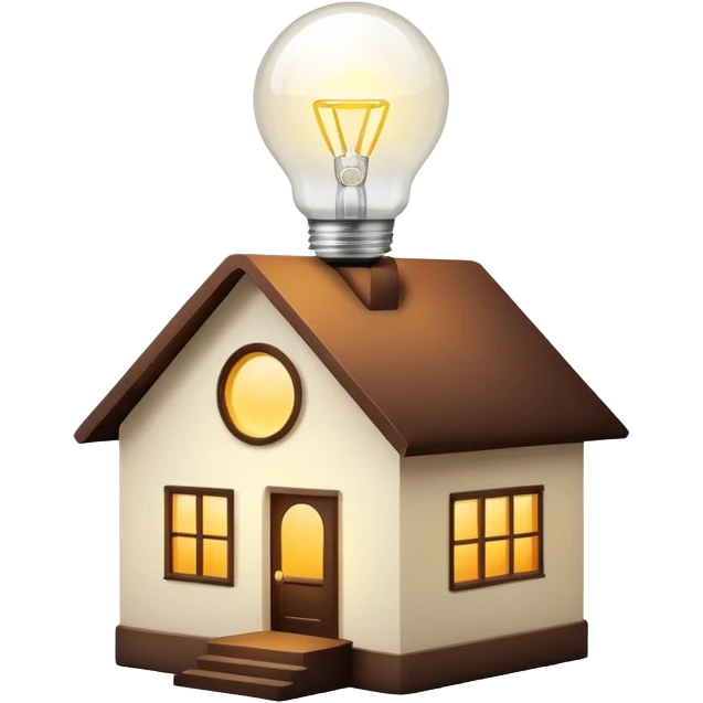 house with smart light bulb emoji