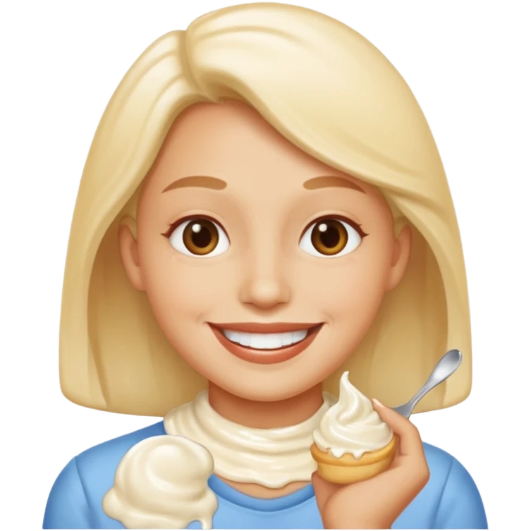 Wink smiley with cream on chin  emoji