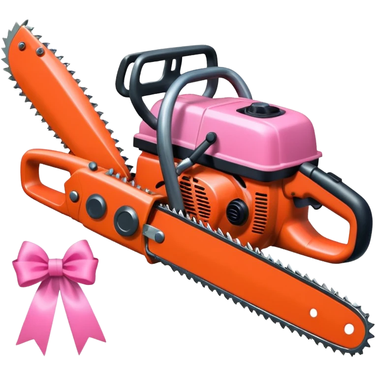 simple icon of a chainsaw with a pink bow emoji