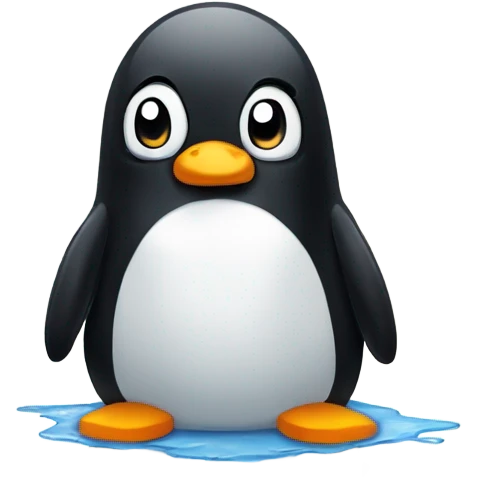 Penguin sitting in a puddle of tears emoji