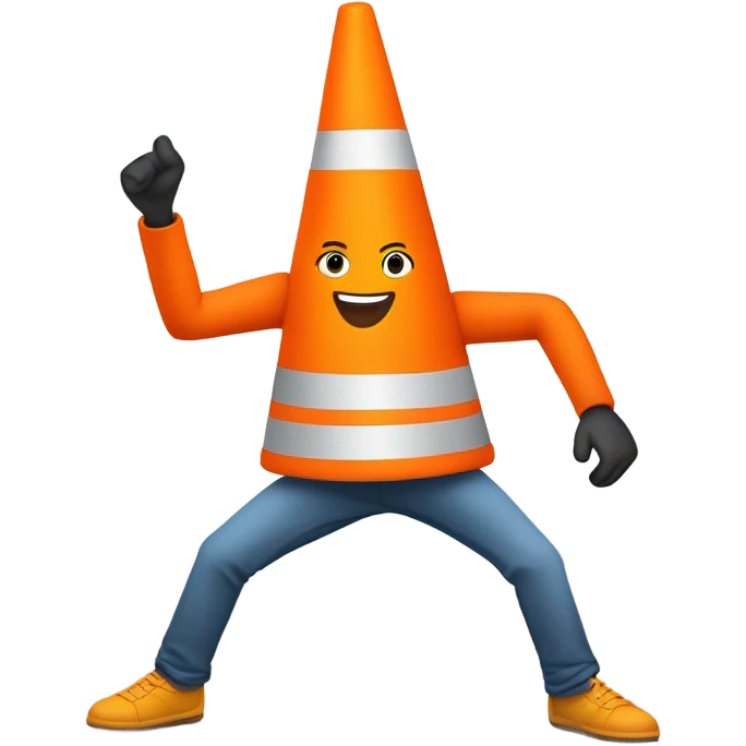 Traffic cone dancing emoji
