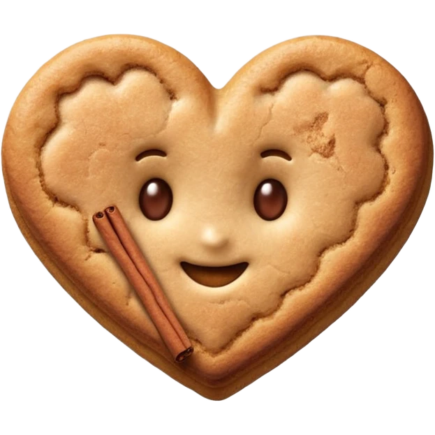 snicker doodle cookie with cinnamon powder on top in a heart shape cookie emoji