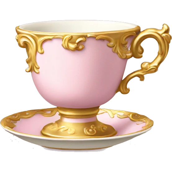Light pink and gold vintage rococo coffee cup  emoji