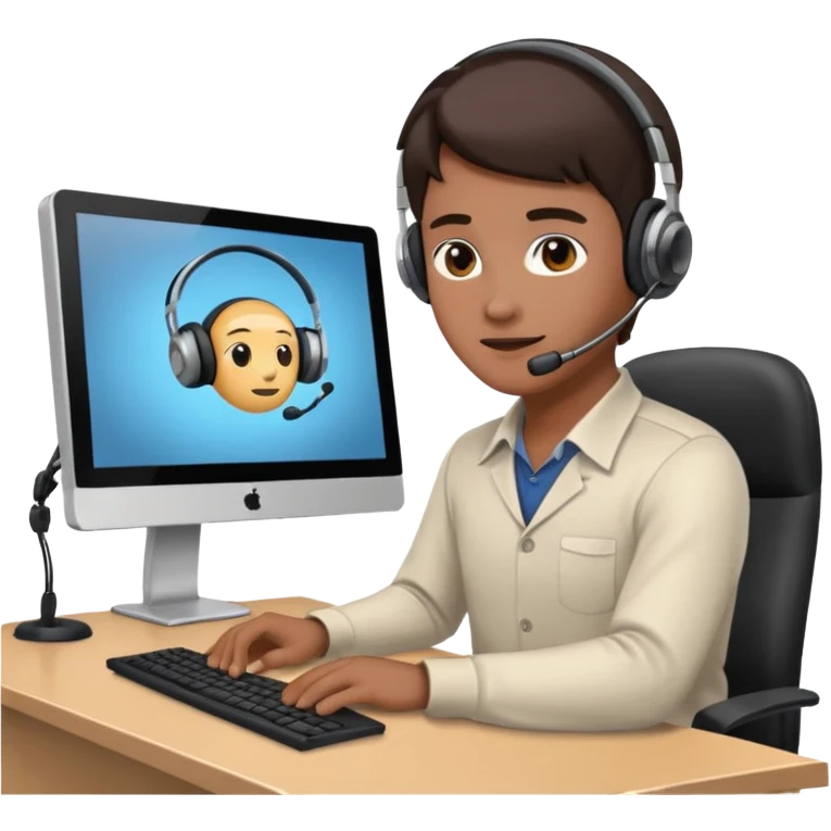 one employee sitting in front of the desk emoji