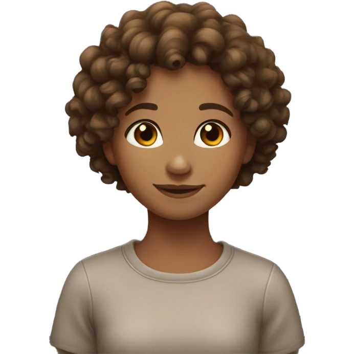 Curly hair girl with brown hair emoji