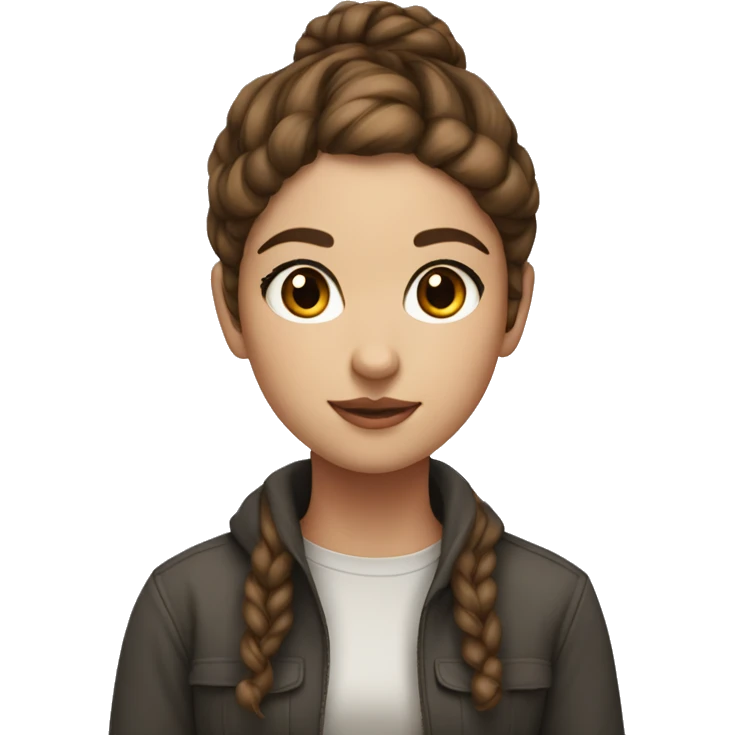 Artist girl whit grey eyes, brown hair, whit buns emoji