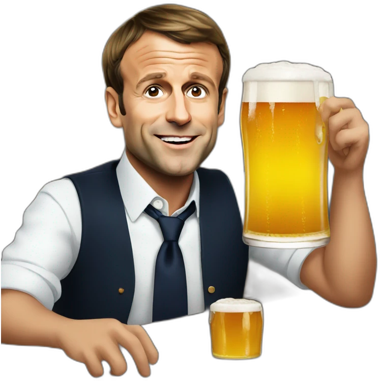Emmanuel Macron drinking beer emoji