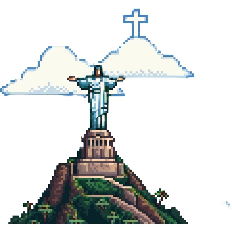 Christ the Redeemer statue in Rio de Janeiro with clouds and blue sky background emoji