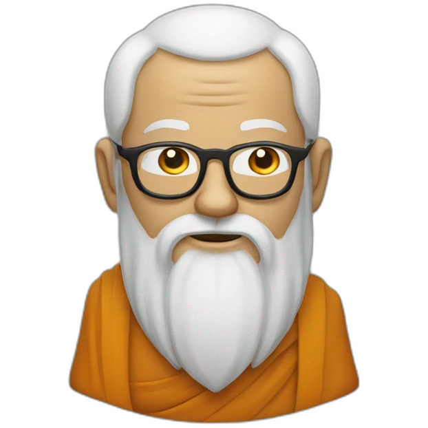 a wise man with glasses and a beard, in the style of a bouddhist monk emoji