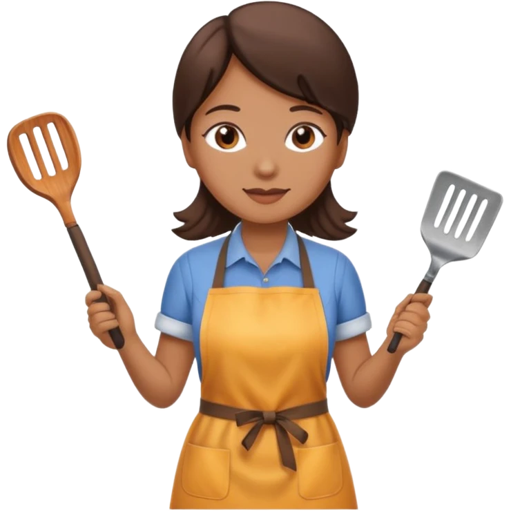 woman grilling bbq with grill and apron emoji