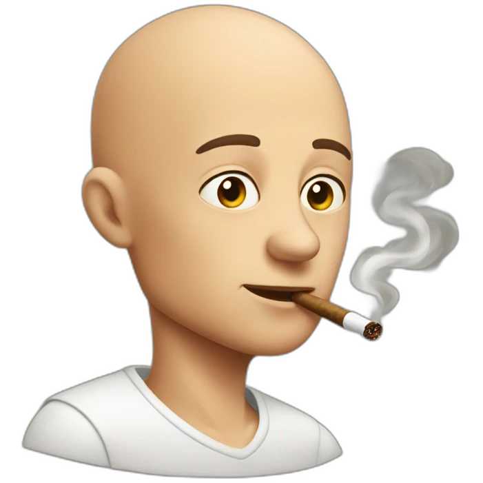 bald,young man, smoking cigar emoji