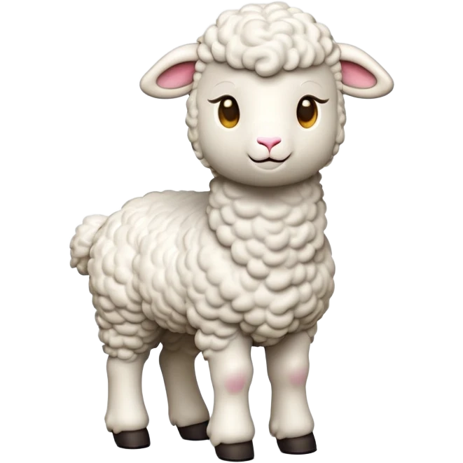 cinematic-[lamb]-realistic-full-body-standing-emoji,-tail-flicking-lazily,-head-tilted-dramatically,-curly-[white]-fur,-simplified-yet-realistic-focused-features,-highly-detailed,-glowing-with-an-almost-sarcastic-glow emoji