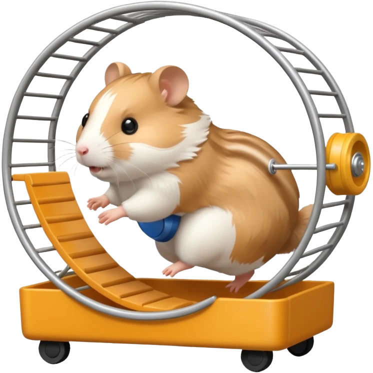 Hamster in plastic cage with hamster wheel emoji