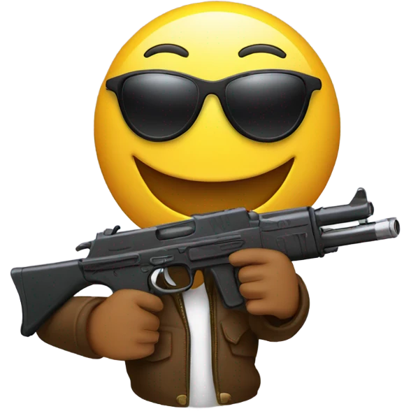 Smiley face with sunglasses and a gun emoji