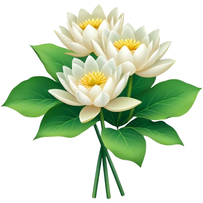 bouquet white Nymphaea lotus,stem emoji