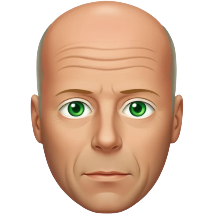 Bruce Willis with green eyes emoji