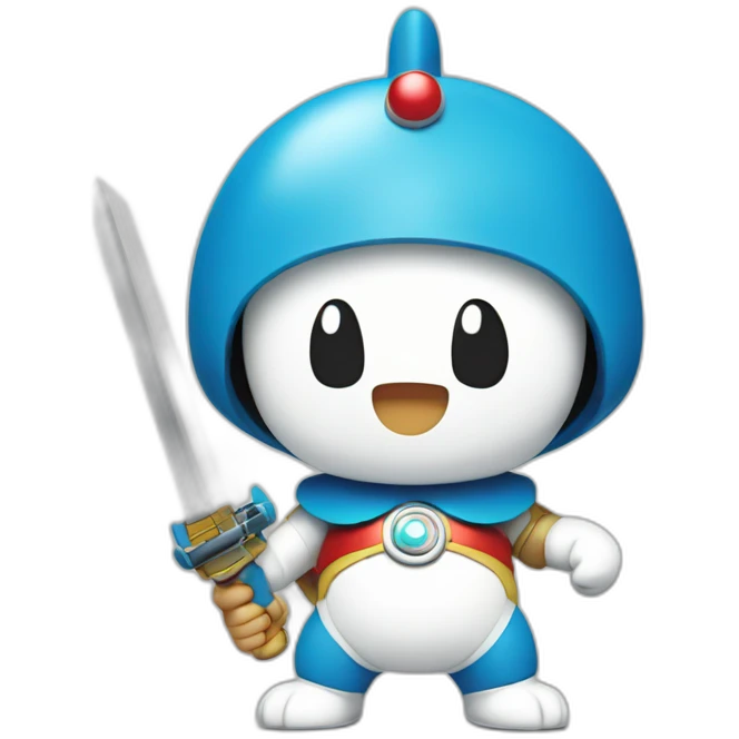 doraemon with weapon emoji