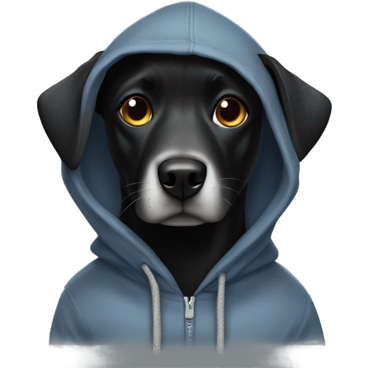 Black Dog wearing a hoodie emoji