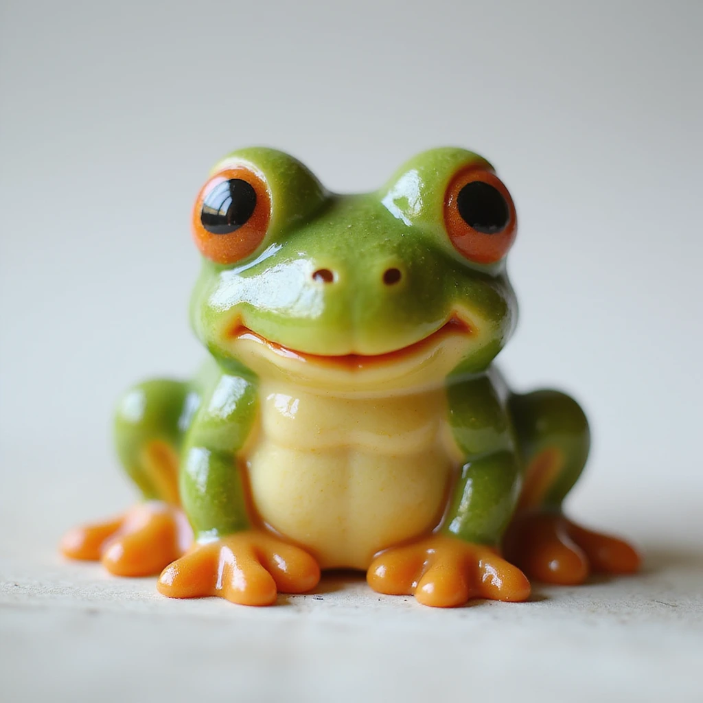 realistic candy shaped like a cute frog, photorealistic style emoji