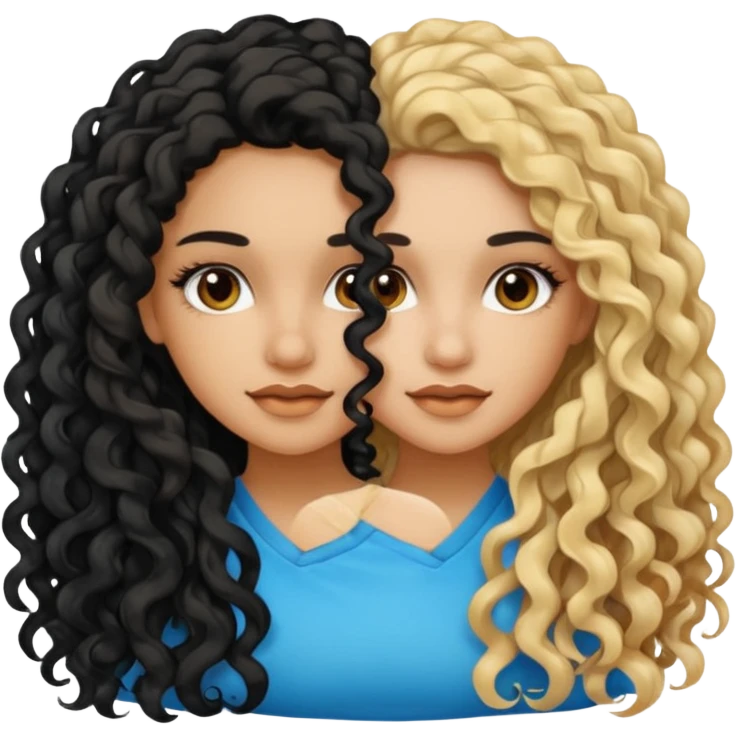 split dye leftside blonde rightside black long curly hair, pretty Latina  bratz baddie emoji
