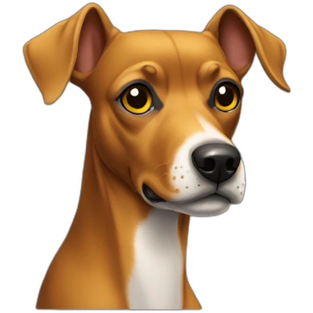 Old pinscher black with white beard and yellow chest emoji